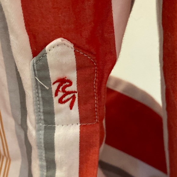 Robert Graham Mens White Shirt w Orange Gray Stripes / Contrasting Print / 2XL - Picture 11 of 16